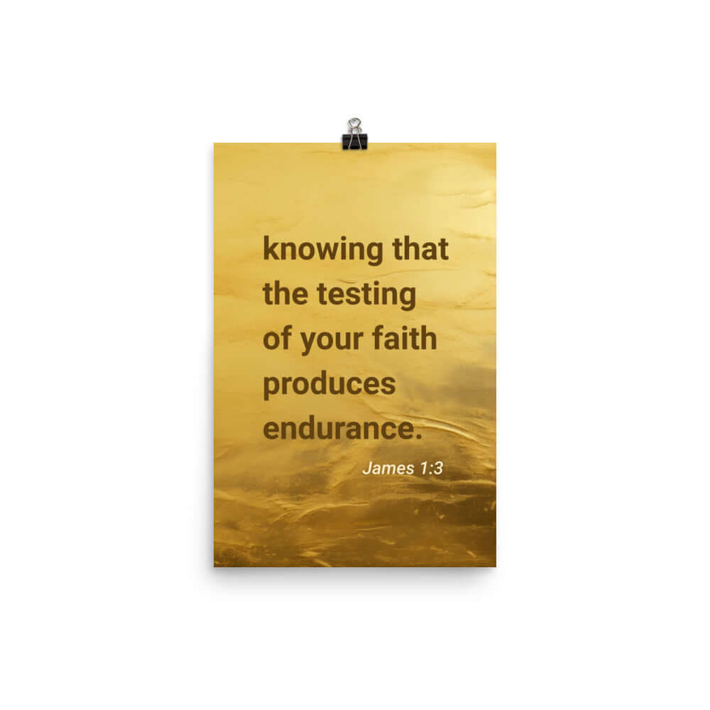 James 1:3 Bible Verse, testing of your faith Enhanced Matte Paper Poster Wall Art 12″×18″