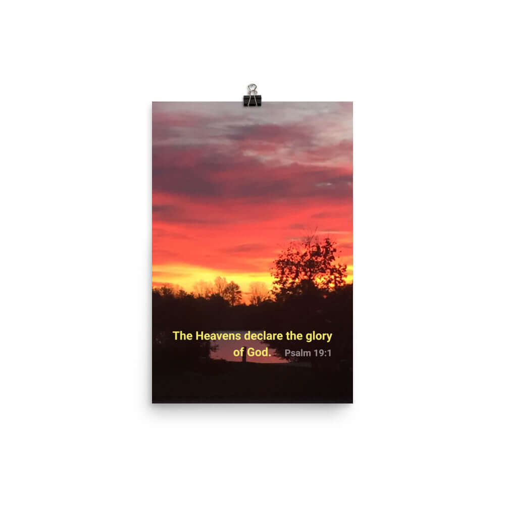 Psalm 19:1 Bible Verse, Sunset Glory Enhanced Matte Paper Poster Wall Art 12″×18″