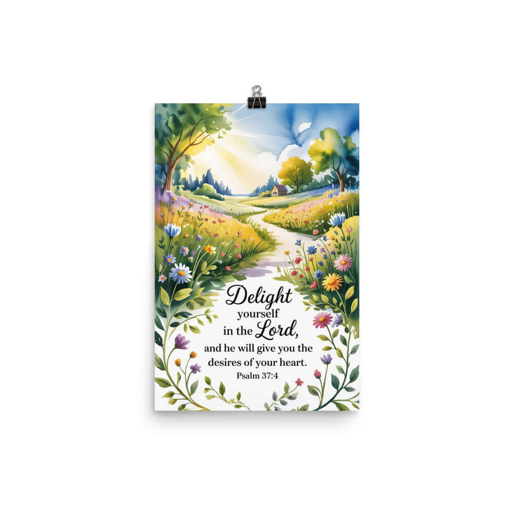 Psalm 37:4 Bible Verse, desires Enhanced Matte Paper Poster 12″×18″