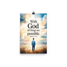 Matthew 19:26 Bible Verse Jesus Enhanced Matte Paper Poster 12″×18″