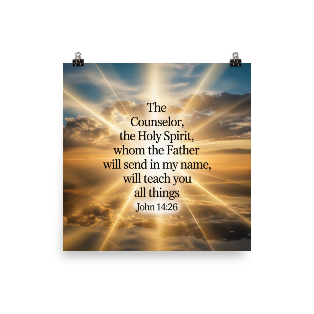 John 14:26 Bible Verse will send Enhanced Matte Paper Poster 14″×14″