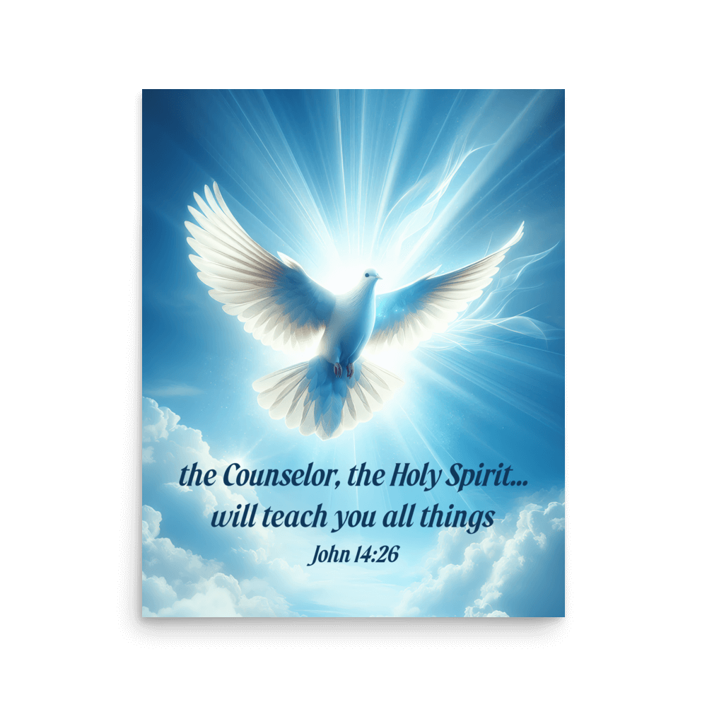 John 14:26 Bible Verse, Holy Spirit Dove Enhanced Matte Paper Poster Wall Art