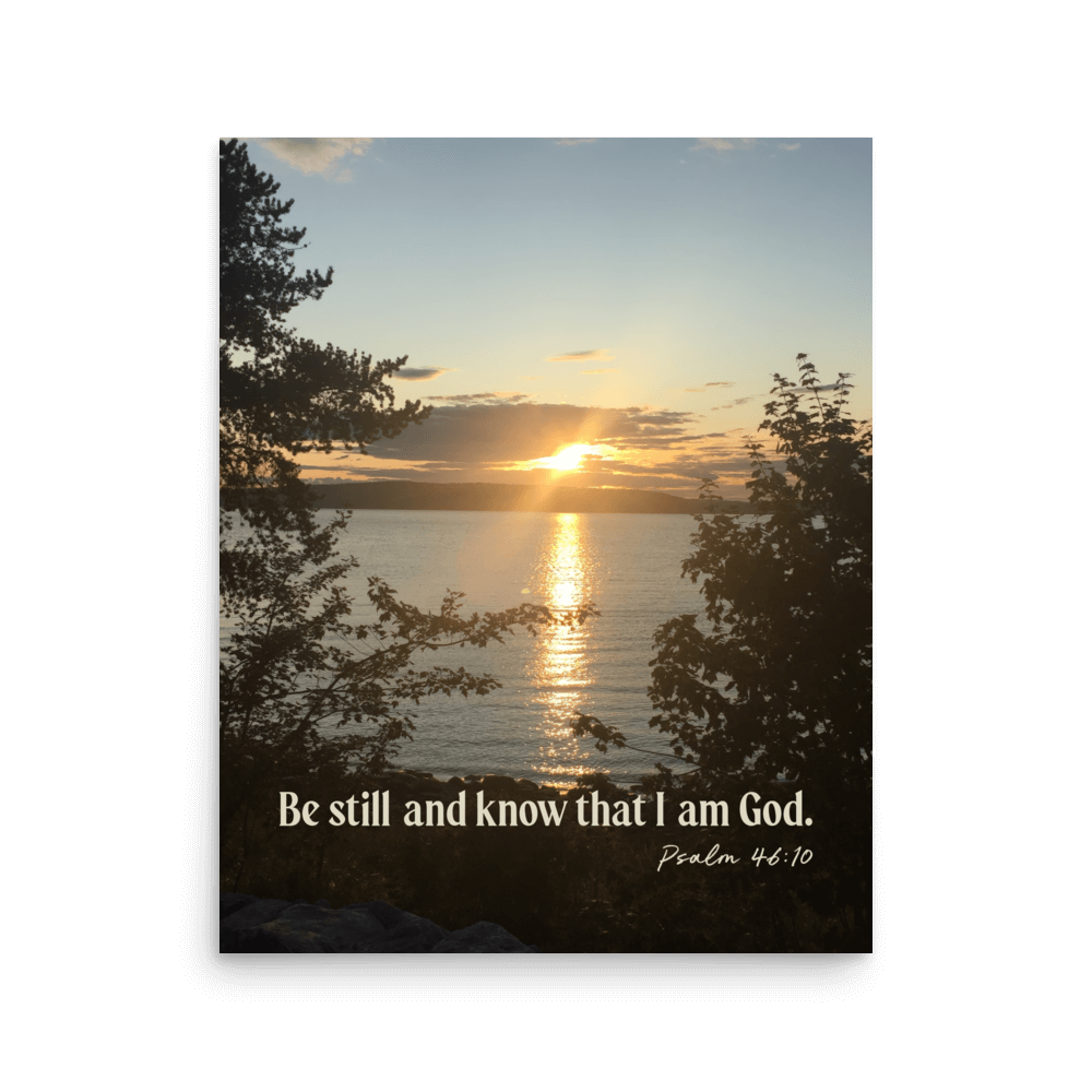 Psalm 46:10 Bible Verse, Sunset Glory Enhanced Matte Paper Poster Wall Art
