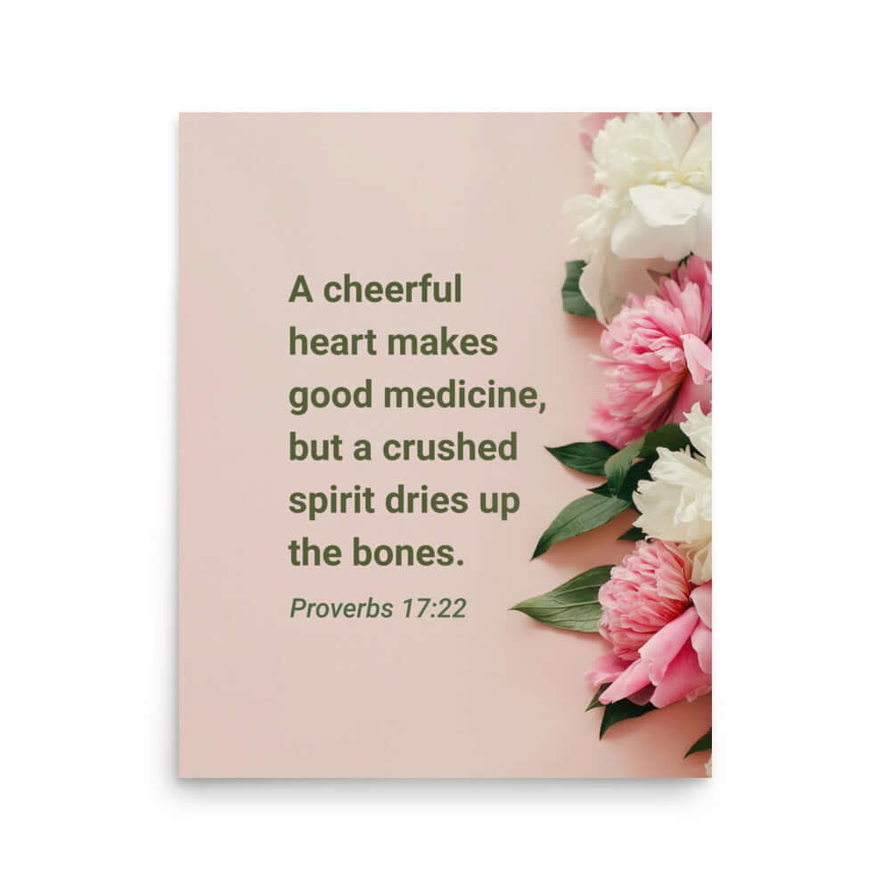 Proverbs 17:22 Bible Verse, good medicine Enhanced Matte Paper Poster Wall Art