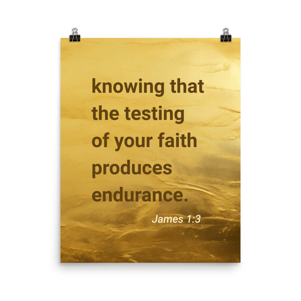 James 1:3 Bible Verse, testing of your faith Enhanced Matte Paper Poster Wall Art 16″×20″