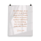 Revelation 21:4 Bible Verse, He will wipe Enhanced Matte Paper Poster Wall Art 16″×20″