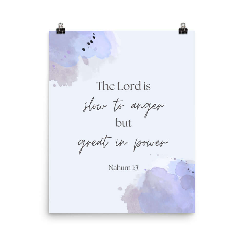 Nahum 1:3 Bible Verse, great in power Enhanced Matte Paper Poster Wall Art 16″×20″