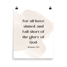 Romans 3:23 Bible Verse, fall short Enhanced Matte Paper Poster Wall Art 16″×20″
