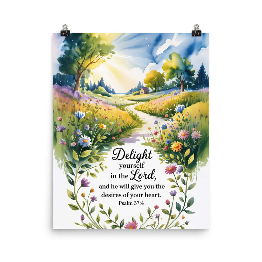 Psalm 37:4 Bible Verse, desires Enhanced Matte Paper Poster 16″×20″