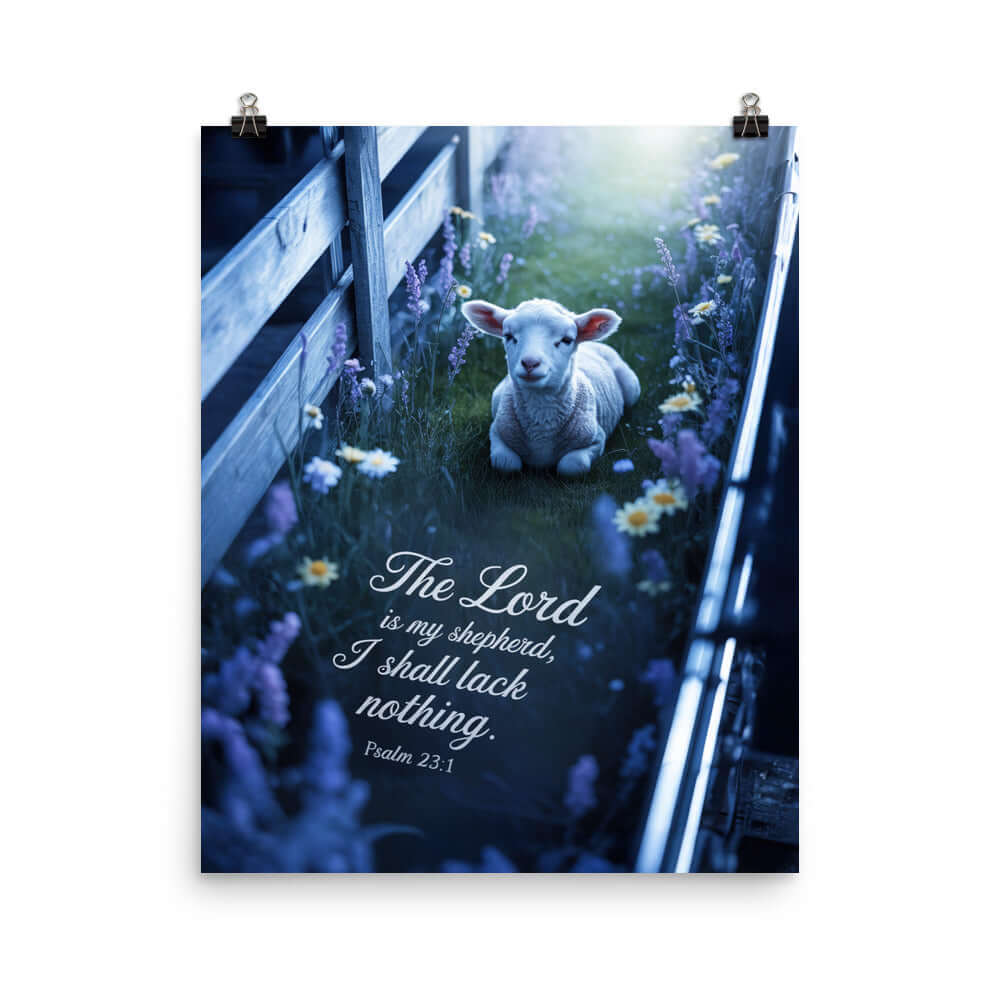 Psalm 23:1 Bible Verse, Shepherd Enhanced Matte Paper Poster 16″×20″
