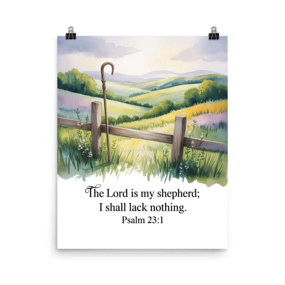 Psalm 23:1 Bible Verse, Lack Enhanced Matte Paper Poster 16″×20″