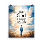 Matthew 19:26 Bible Verse Jesus Enhanced Matte Paper Poster 16″×20″