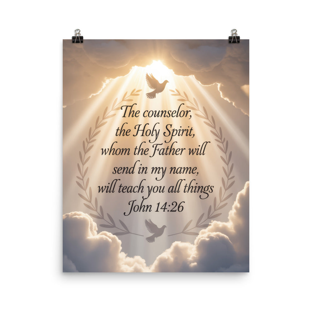 John 14:26 Bible Verse Counselor Enhanced Matte Paper Poster 16″×20″