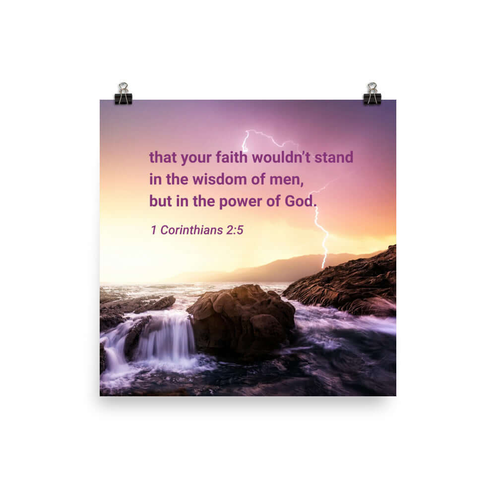 1 Corinthians 2:5 Bible Verse, power of God Enhanced Matte Paper Poster Wall Art 18″×18″