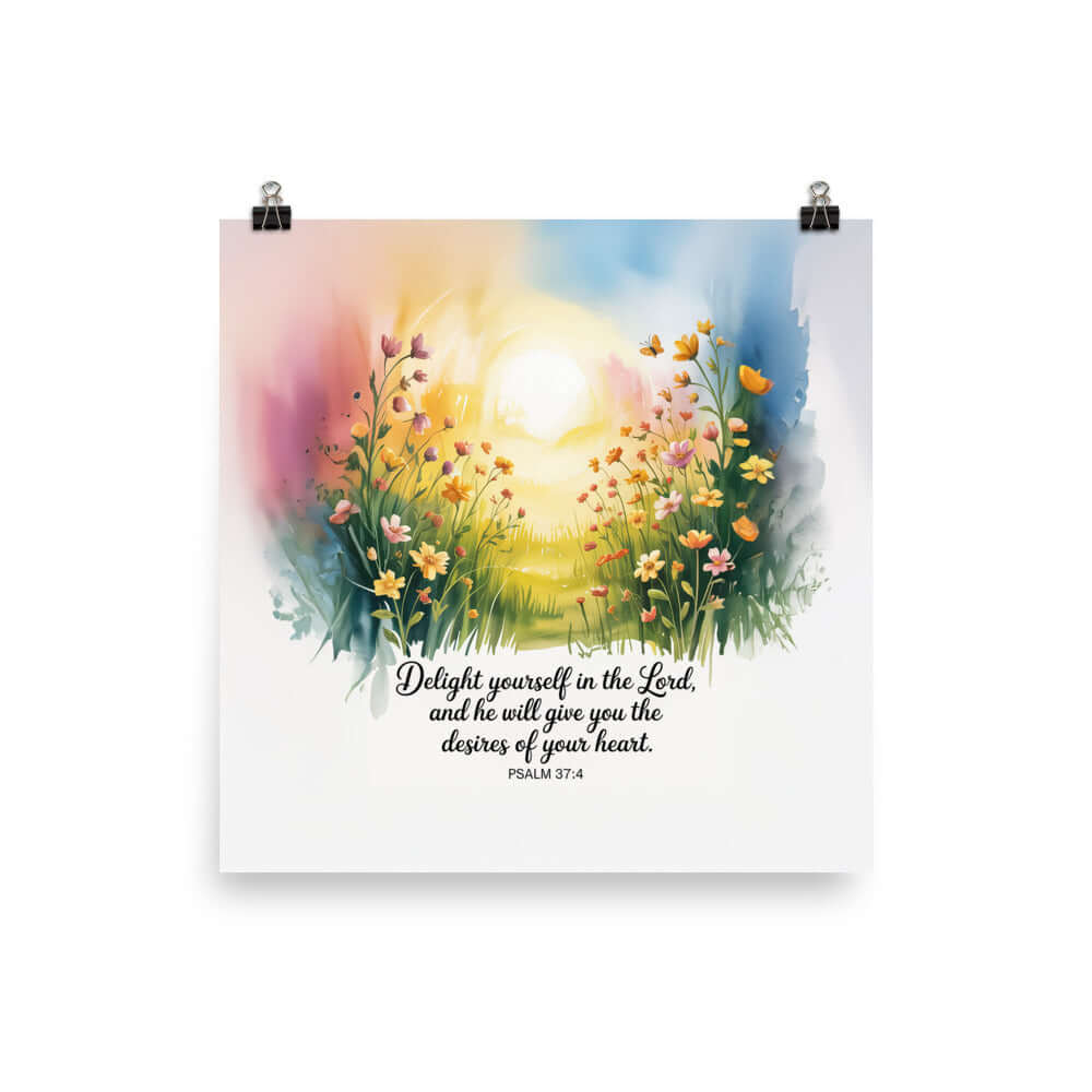 Psalm 37:4 Bible Verse, will give Enhanced Matte Paper Poster 18″×18″