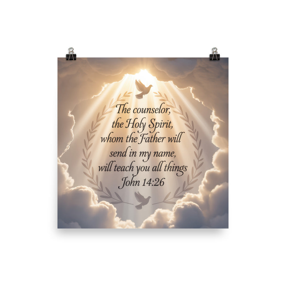 John 14:26 Bible Verse Counselor Enhanced Matte Paper Poster 18″×18″