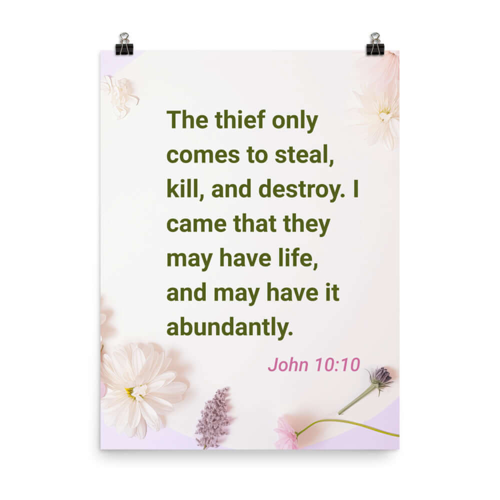 John 10:10 Bible Verse, Abundant Life Enhanced Matte Paper Poster Wall Art 18″×24″