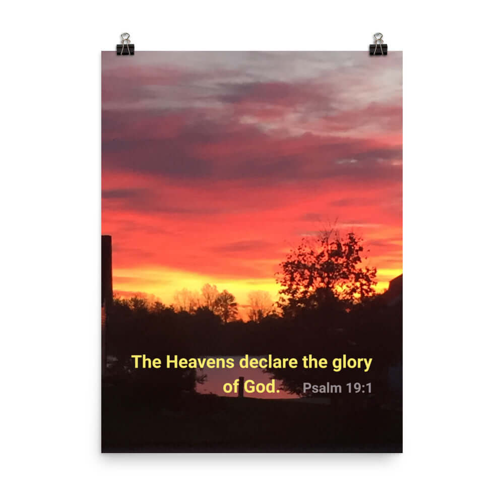 Psalm 19:1 Bible Verse, Sunset Glory Enhanced Matte Paper Poster Wall Art 18″×24″