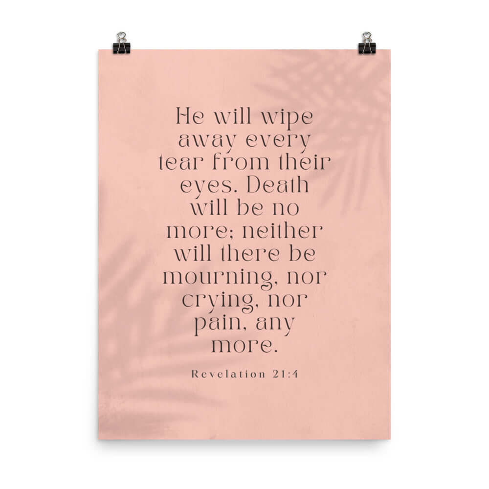 Revelation 21:4 Bible Verse, their eyes Enhanced Matte Paper Poster Wall Art 18″×24″