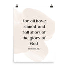Romans 3:23 Bible Verse, fall short Enhanced Matte Paper Poster Wall Art 18″×24″