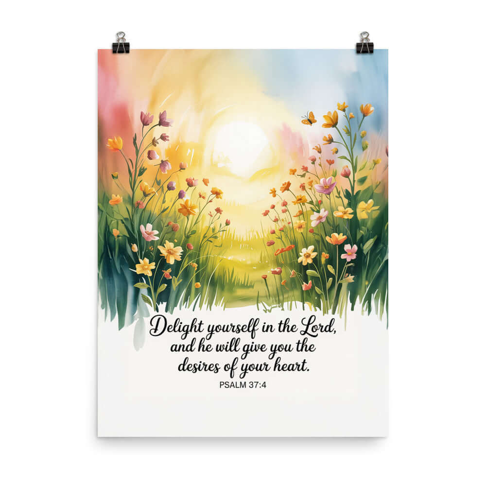 Psalm 37:4 Bible Verse, will give Enhanced Matte Paper Poster 18″×24″