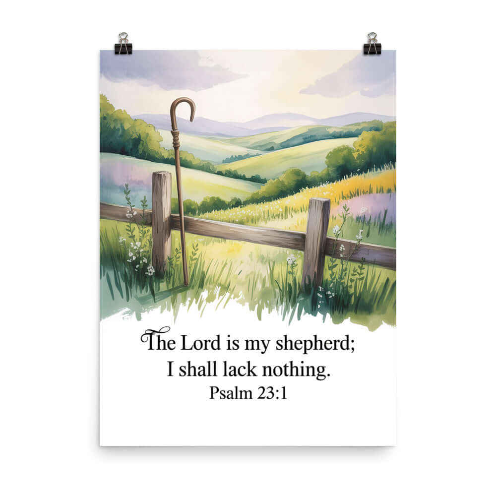 Psalm 23:1 Bible Verse, Lack Enhanced Matte Paper Poster 18″×24″