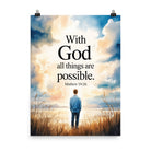 Matthew 19:26 Bible Verse Jesus Enhanced Matte Paper Poster 18″×24″