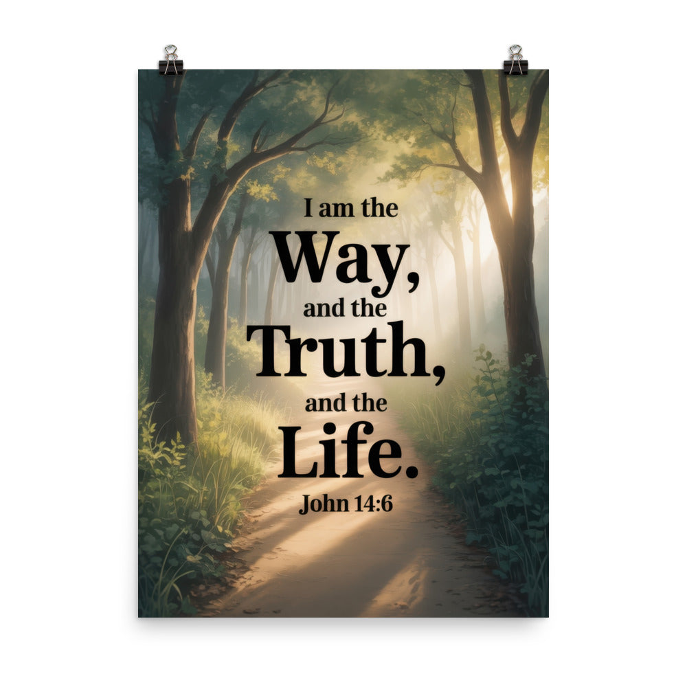 John 14:6 Bible Verse The Life Enhanced Matte Paper Poster 18″×24″