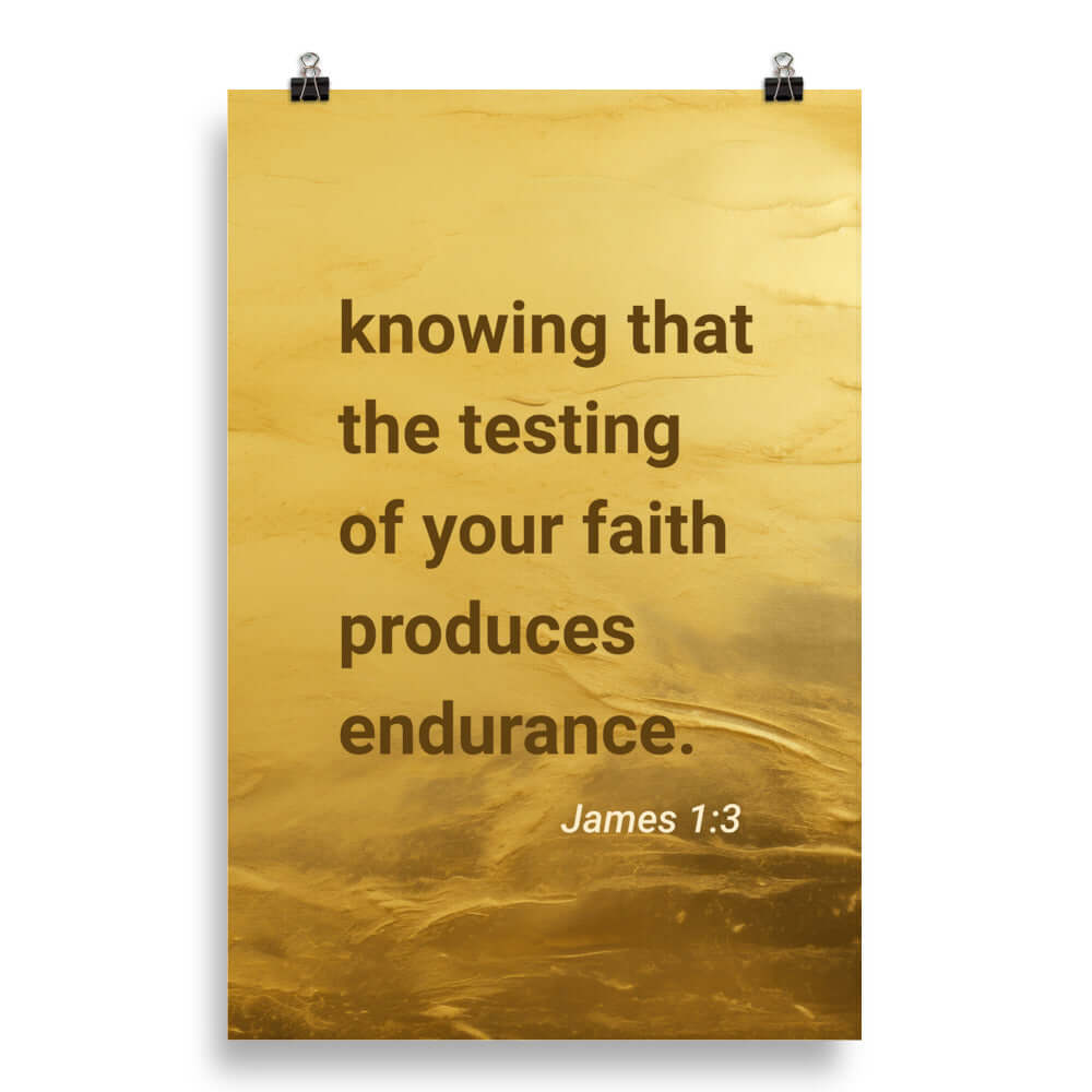 James 1:3 Bible Verse, testing of your faith Enhanced Matte Paper Poster Wall Art 20″×30″