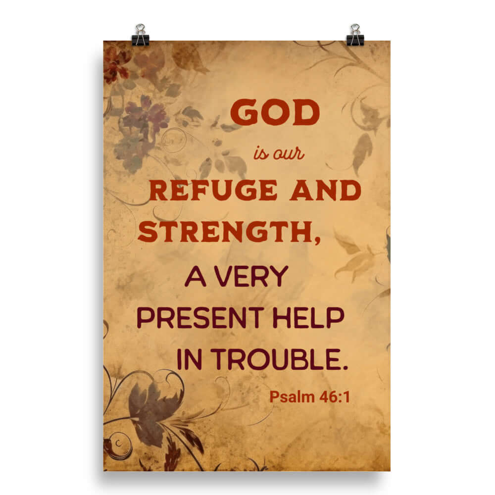 Psalm 46:1 Bible Verse, God is Our Refuge Enhanced Matte Paper Poster Wall Art 20″×30″