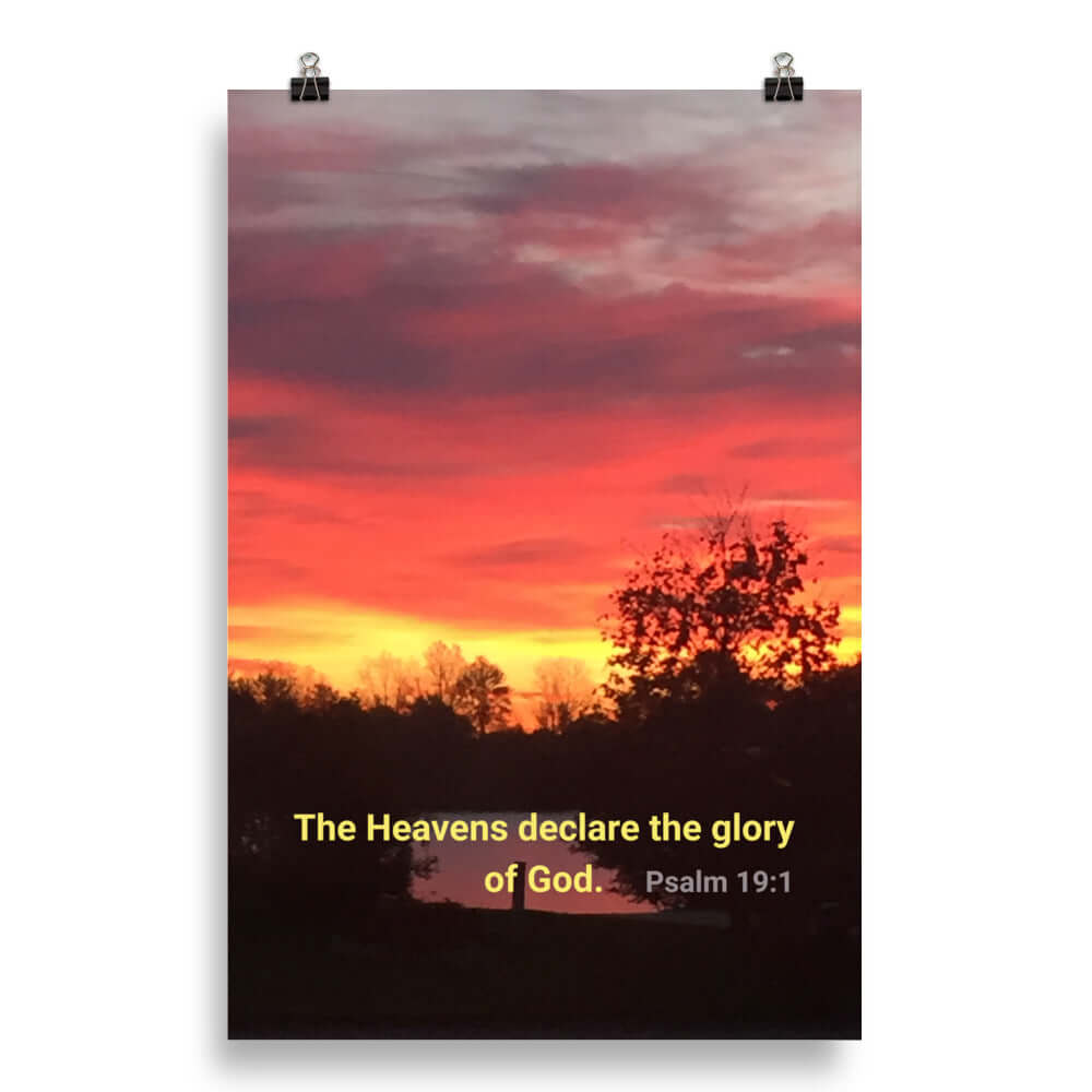 Psalm 19:1 Bible Verse, Sunset Glory Enhanced Matte Paper Poster Wall Art 20″×30″