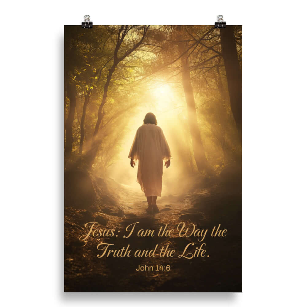 John 14:6 Bible Verse, Forest Image Enhanced Matte Paper Poster Wall Art 20″×30″