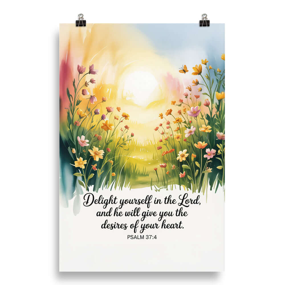 Psalm 37:4 Bible Verse, will give Enhanced Matte Paper Poster 20″×30″