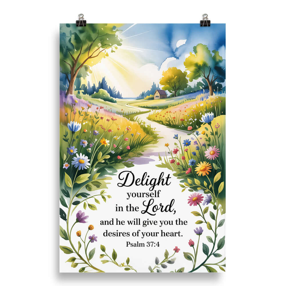 Psalm 37:4 Bible Verse, desires Enhanced Matte Paper Poster 20″×30″