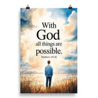 Matthew 19:26 Bible Verse Jesus Enhanced Matte Paper Poster 20″×30″