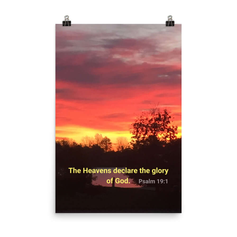 Psalm 19:1 Bible Verse, Sunset Glory Enhanced Matte Paper Poster Wall Art 24″×36″