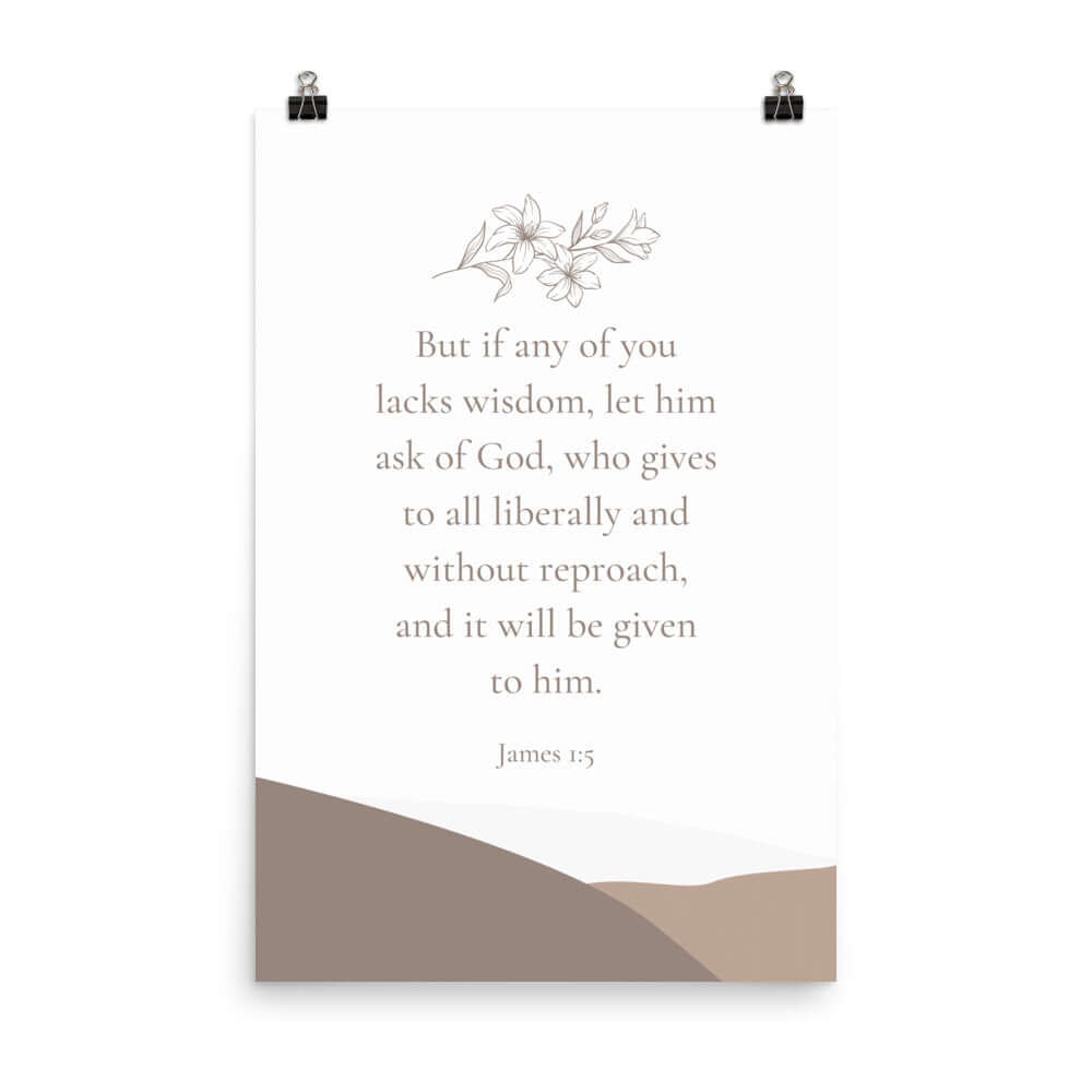 James 1:5 Bible Verse, ask of God Enhanced Matte Paper Poster Wall Art 24″×36″