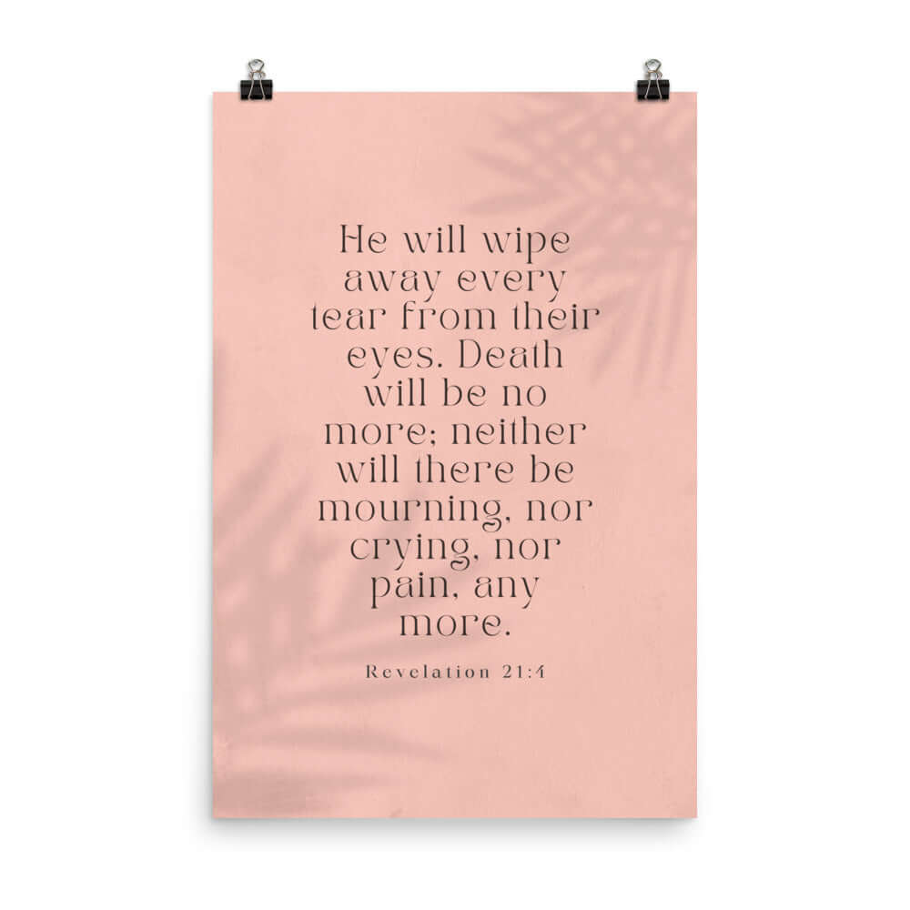 Revelation 21:4 Bible Verse, their eyes Enhanced Matte Paper Poster Wall Art 24″×36″