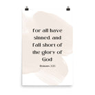 Romans 3:23 Bible Verse, fall short Enhanced Matte Paper Poster Wall Art 24″×36″
