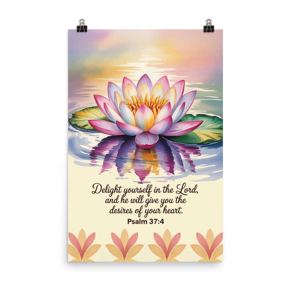 Psalm 37:4 Bible Verse, the Lord Enhanced Matte Paper Poster 24″×36″