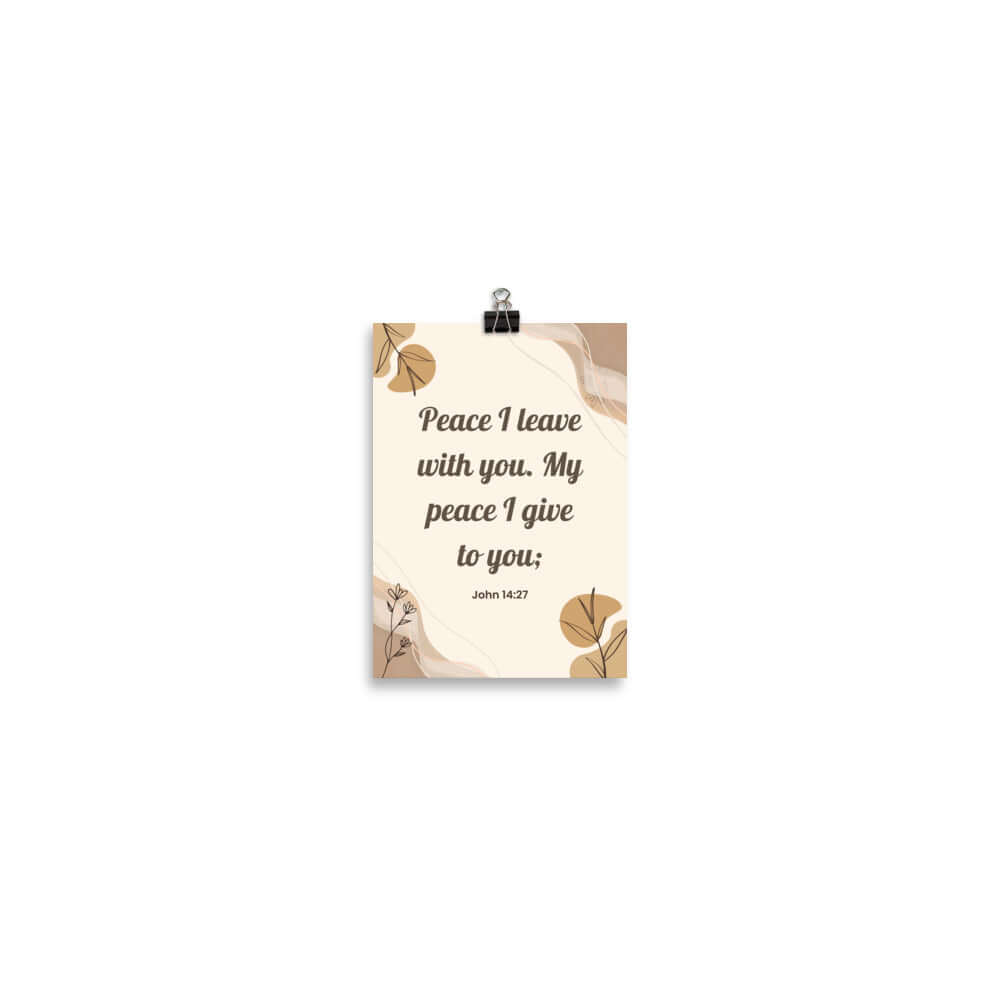 John 14:27 Bible Verse, Peace I Enhanced Matte Paper Poster Wall Art 5″×7″