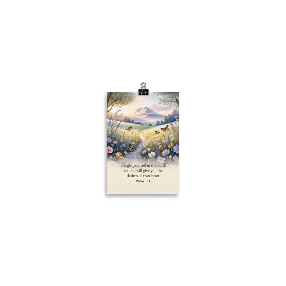 Psalm 37:4 Bible Verse, Delight Enhanced Matte Paper Poster 5″×7″