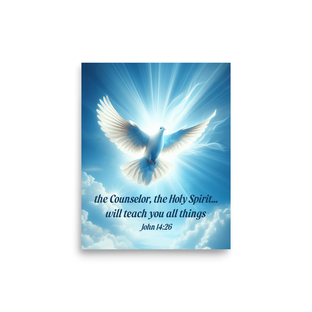 John 14:26 Bible Verse, Holy Spirit Dove Enhanced Matte Paper Poster Wall Art