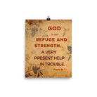 Psalm 46:1 Bible Verse, God is Our Refuge Enhanced Matte Paper Poster Wall Art 8″×10″