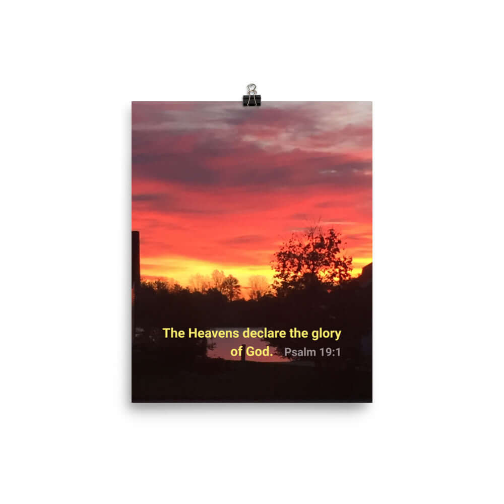 Psalm 19:1 Bible Verse, Sunset Glory Enhanced Matte Paper Poster Wall Art 8″×10″