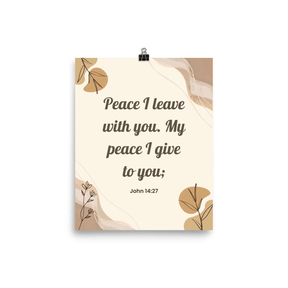 John 14:27 Bible Verse, Peace I Enhanced Matte Paper Poster Wall Art 8″×10″