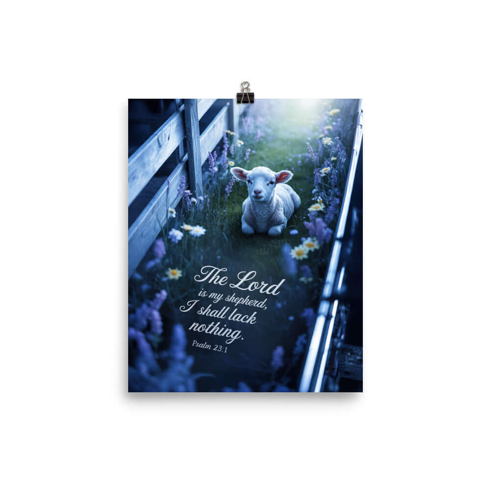 Psalm 23:1 Bible Verse, Shepherd Enhanced Matte Paper Poster 8″×10″