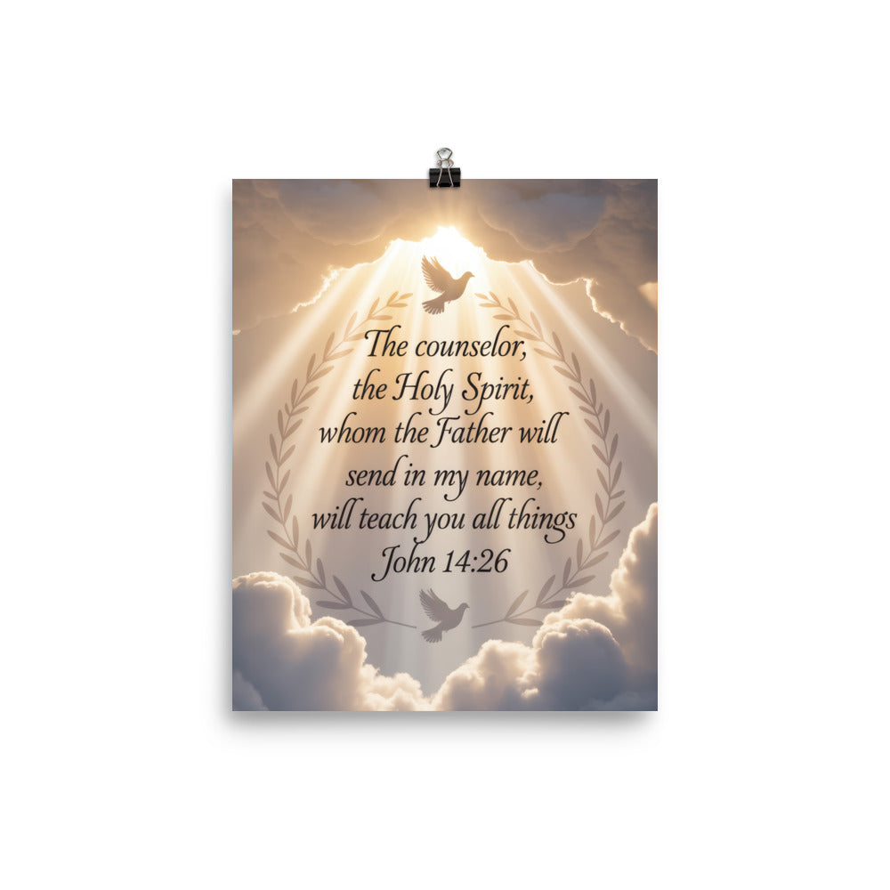 John 14:26 Bible Verse Counselor Enhanced Matte Paper Poster 8″×10″