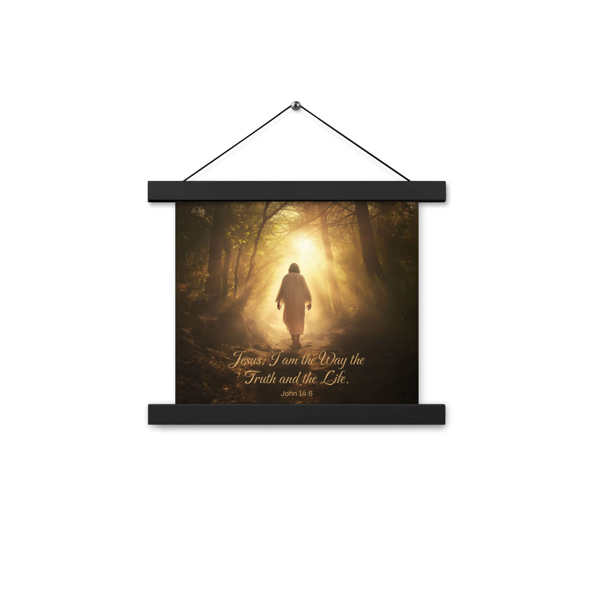 John 14:6 Bible Verse, Forest Image Enhanced Matte Paper Poster With Hanger Wall Art