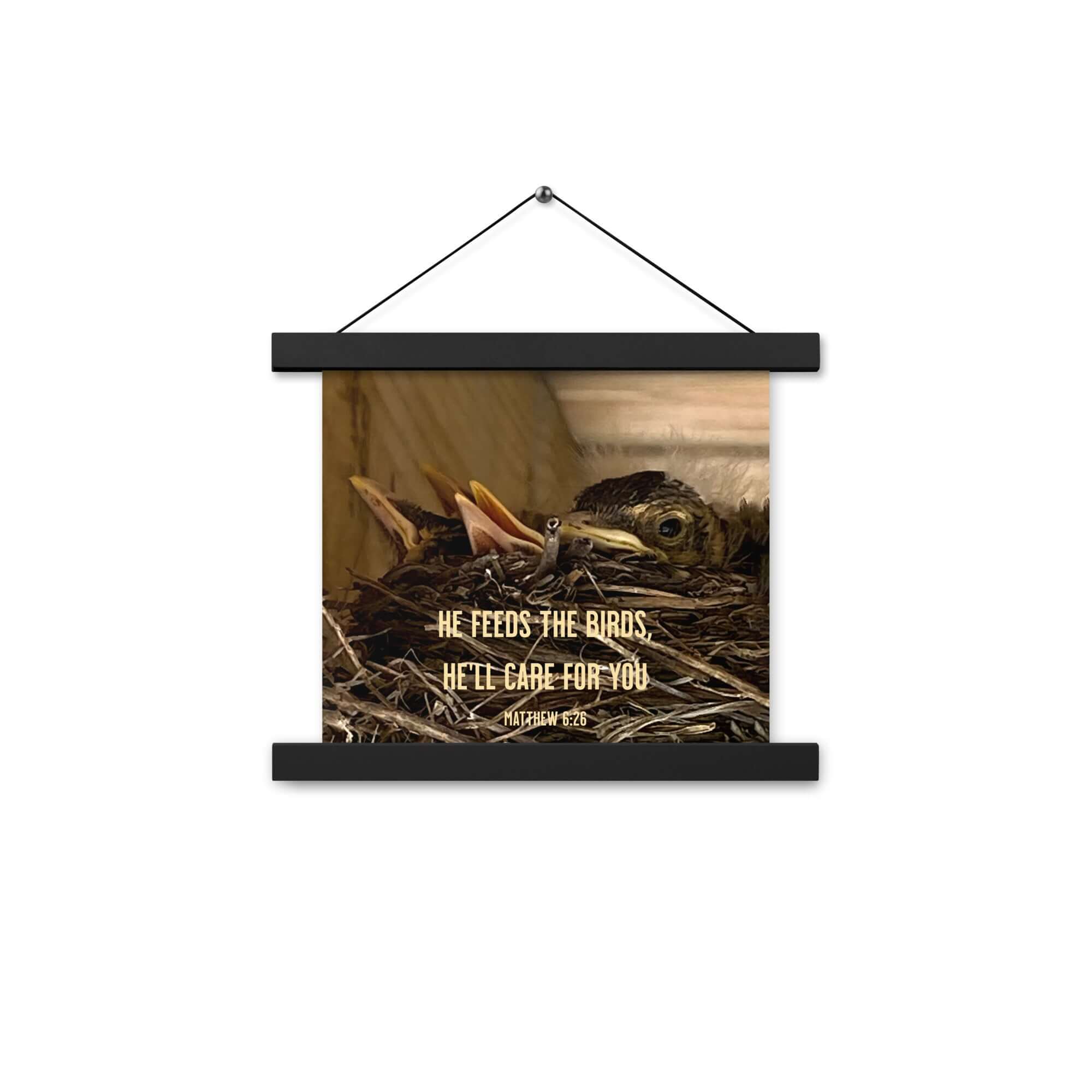 Matthew 6:26 Baby Robins, He'll Care for You Enhanced Matte Paper Poster With Hanger Wall Art